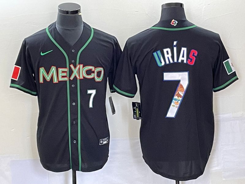 Men 2023 World Cub Mexico #7 Urias Black white Nike MLB Jersey6